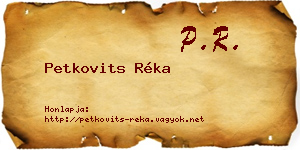 Petkovits Réka névjegykártya