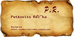Petkovits Réka névjegykártya